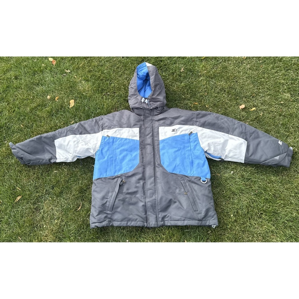 VTG Blue Starter Down Filled Puffer Winter snowboard - ski Jacket XL Coat Hood